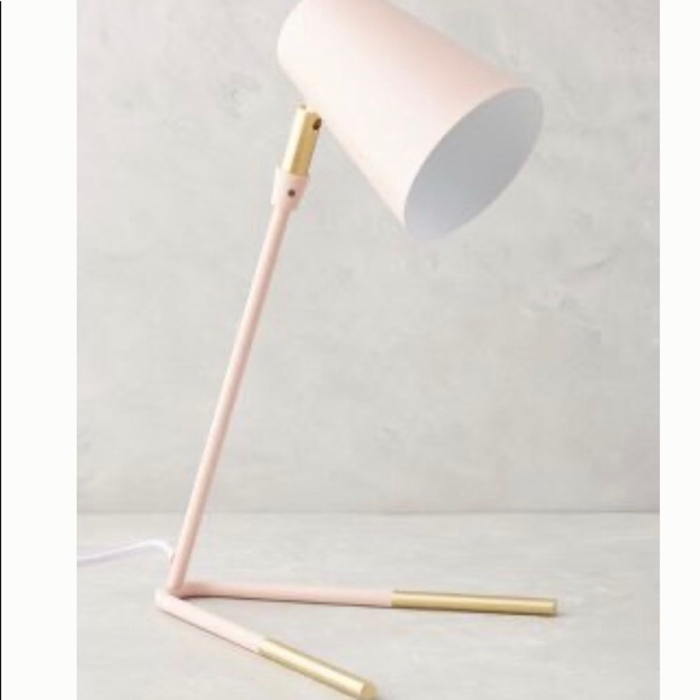 Anthropologie light pink gold-dipped task lamp